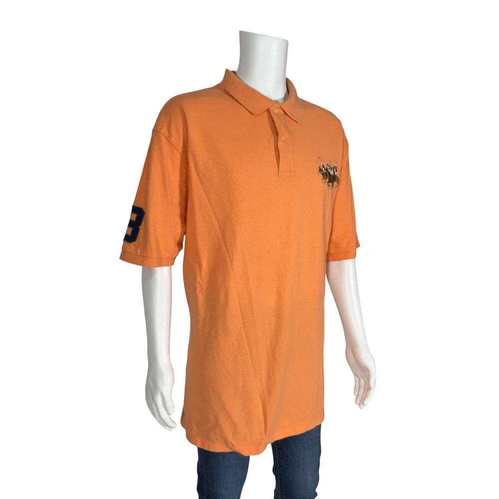 Polo Ralph Lauren Polo Shirt Mens 3XLT Orange Excellent Triple Pony Big Tall Y2K